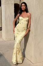 Women's Maxi Dress with Corset-Style Bodice