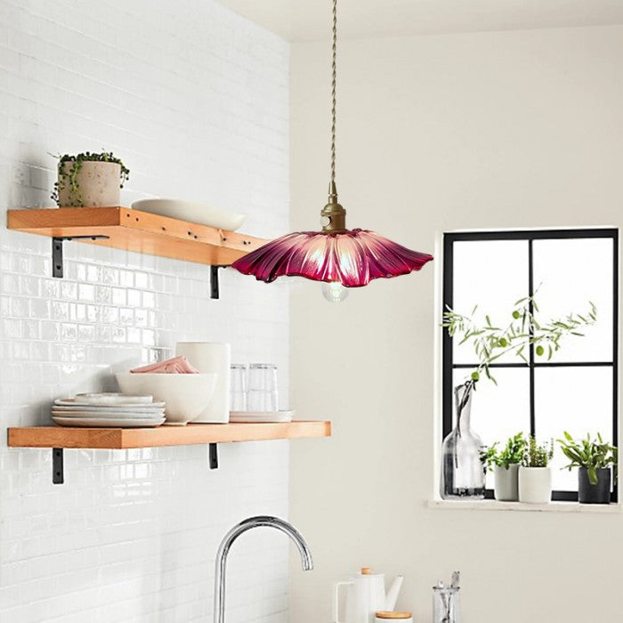 Creative Glass Flower Pendant Lamp – Vintage Design for Bedroom & Living Room