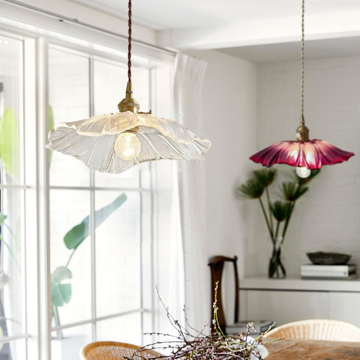 Creative Glass Flower Pendant Lamp – Vintage Design for Bedroom & Living Room