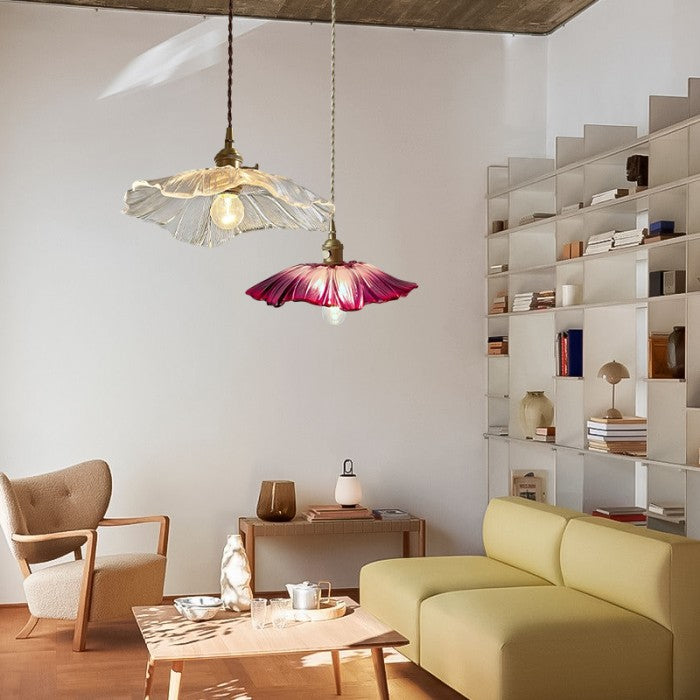 Creative Glass Flower Pendant Lamp – Vintage Design for Bedroom & Living Room