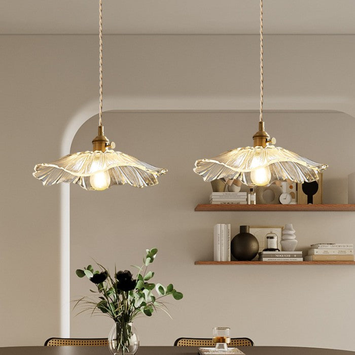 Creative Glass Flower Pendant Lamp – Vintage Design for Bedroom & Living Room