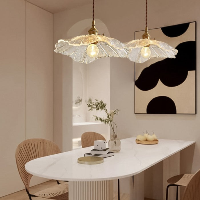 Creative Glass Flower Pendant Lamp – Vintage Design for Bedroom & Living Room