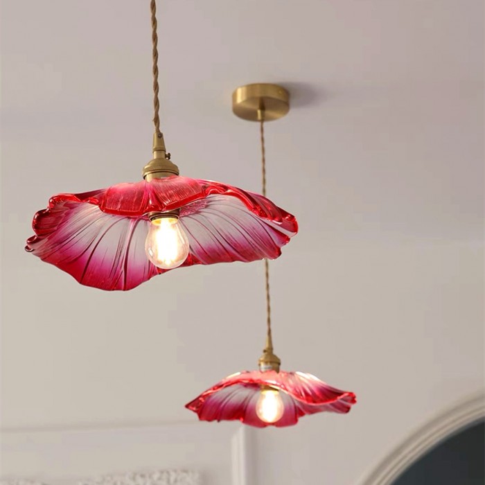 Creative Glass Flower Pendant Lamp – Vintage Design for Bedroom & Living Room