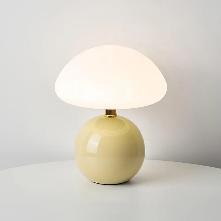 Mushroom Table Lamp with Ceramic Base and LED Light