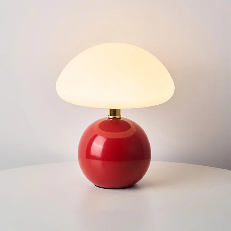 Mushroom Table Lamp with Ceramic Base and LED Light