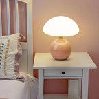 Mushroom Table Lamp with Ceramic Base and LED Light