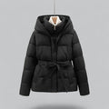 Women's Winter Coat Padded with Hood and Tie Belt