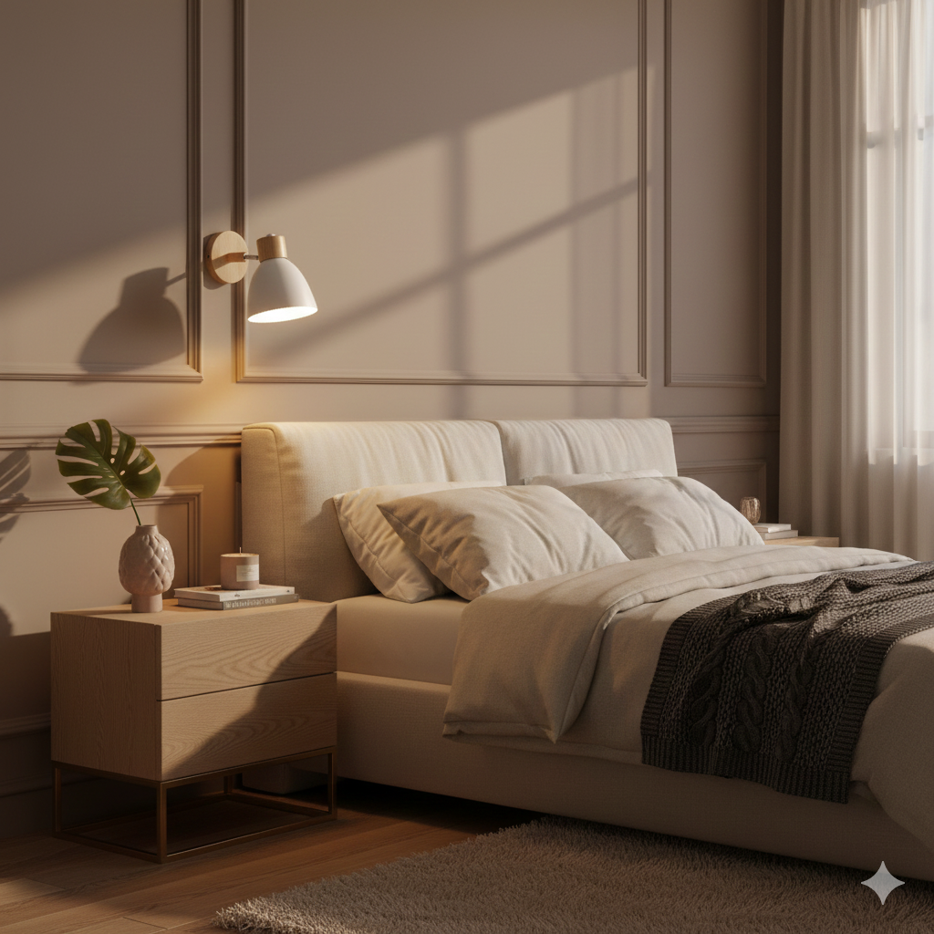 Wall Lights for Living Room – Wood Wall Sconce with Angled Arm