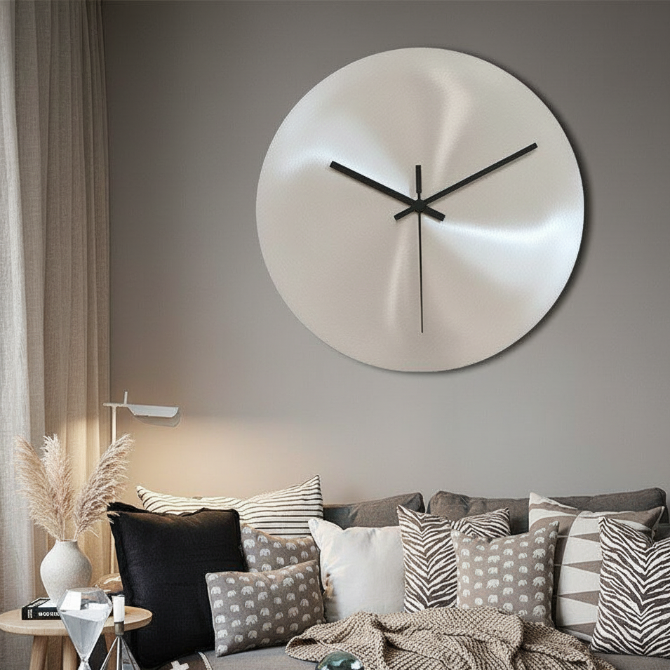 Aeris Steel | Elegant Minimalist Stainless Steel Wall Clock | Timeless Precision & Style for Modern Interiors