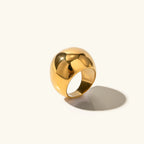 Women's Dome Statement Ring - Gold-Plated Stainless Steel Band