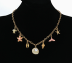 Women's Gold-Plated Faux Pearl Charm Necklace - Ocean Shell Pendant