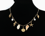 Women's Gold-Plated Faux Pearl Charm Necklace - Ocean Shell Pendant