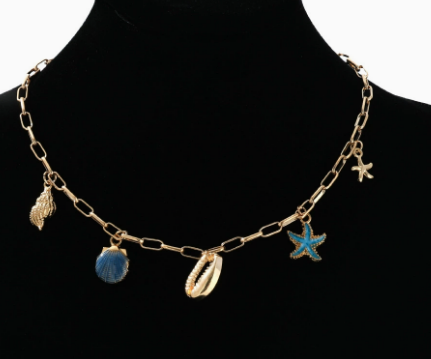 Women's Gold-Plated Faux Pearl Charm Necklace - Ocean Shell Pendant