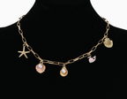 Women's Gold-Plated Faux Pearl Charm Necklace - Ocean Shell Pendant
