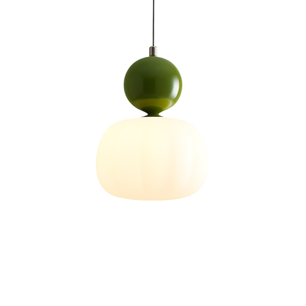 Art Deco Pendant Light with Acrylic Shade, Round Colored Top