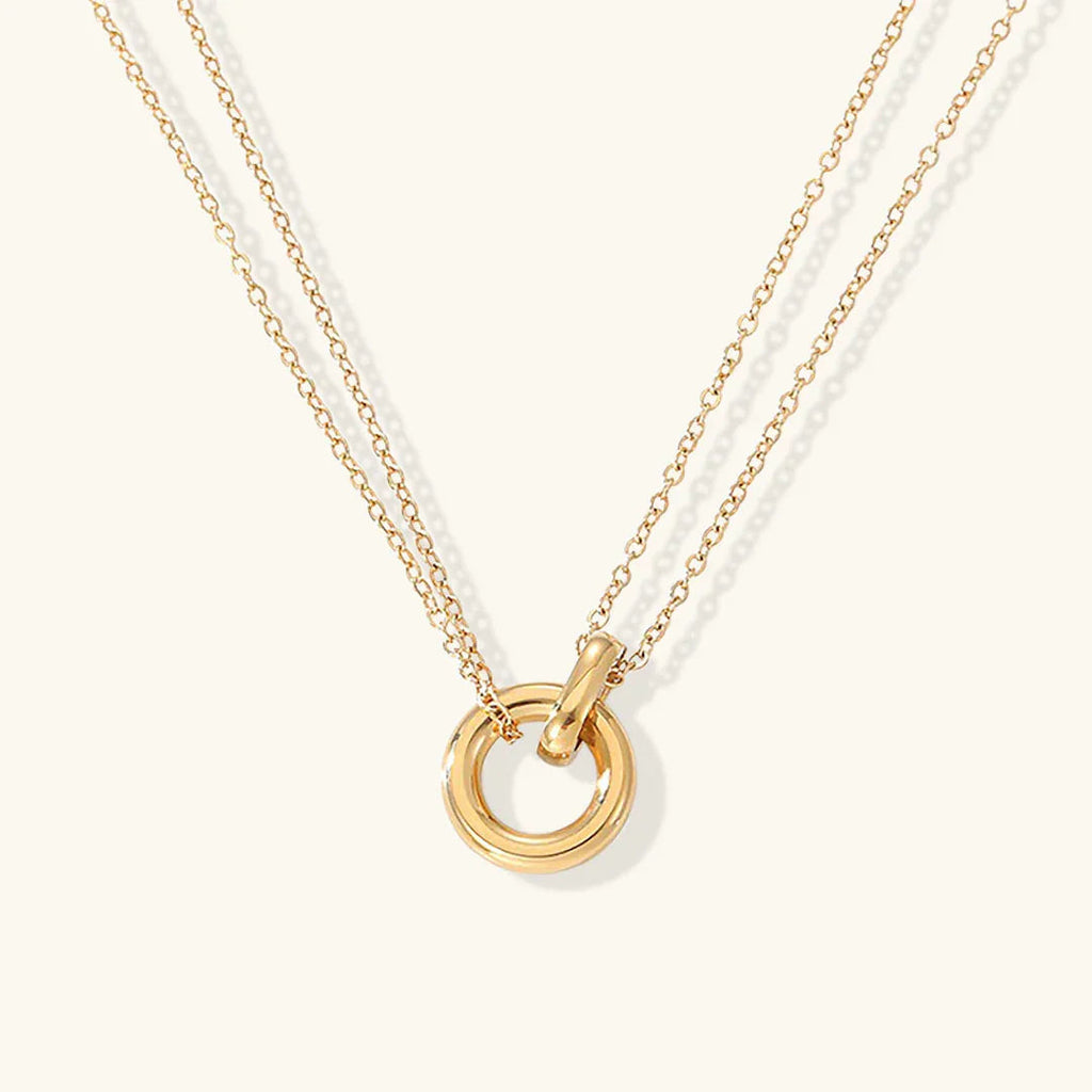 Women's Circle Pendant Necklace, Gold-Plated Stainless Steel