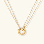 Women's Circle Pendant Necklace, Gold-Plated Stainless Steel