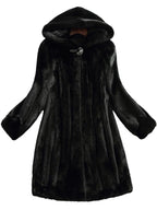 Women's Faux Fur Coat with Fur-Lined Hood, Long Length