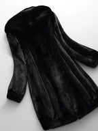 Women's Faux Fur Coat with Fur-Lined Hood, Long Length