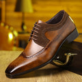 Men's Lace-Up Brogue Dress Shoes with Pointed Toe