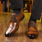 Men's Lace-Up Brogue Dress Shoes with Pointed Toe