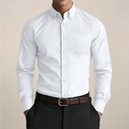 Men's Slim Fit Shirt with Chest Pocket and Long Sleeves