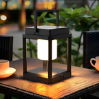 Lunistra - Black Portable Solar Lantern with USB Charging for the Garden