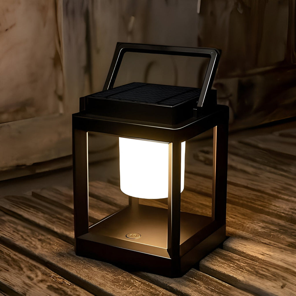 Lunistra - Black Portable Solar Lantern with USB Charging for the Garden