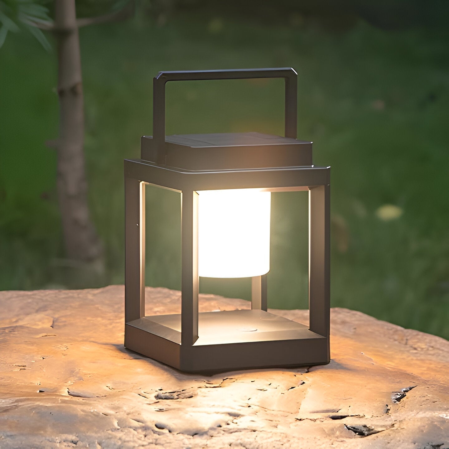 Lunistra - Black Portable Solar Lantern with USB Charging for the Garden