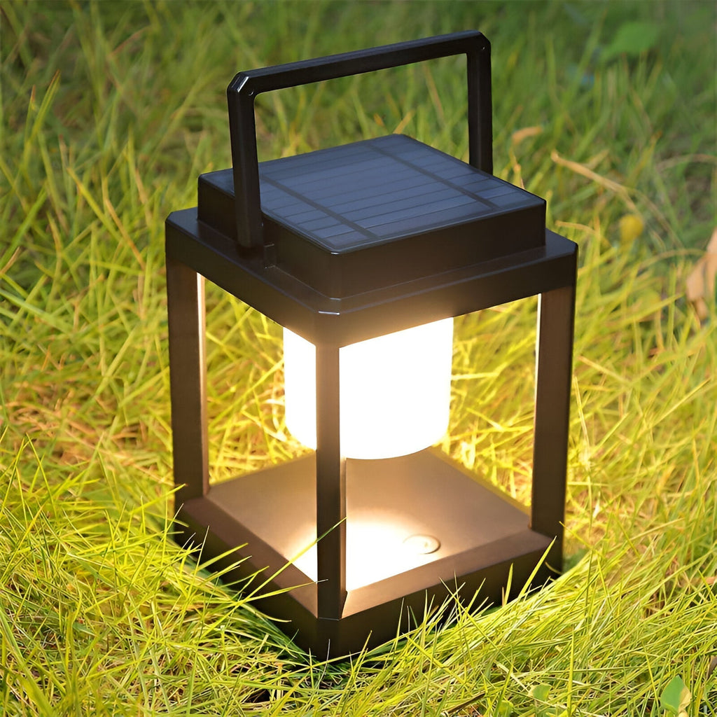 Lunistra - Black Portable Solar Lantern with USB Charging for the Garden