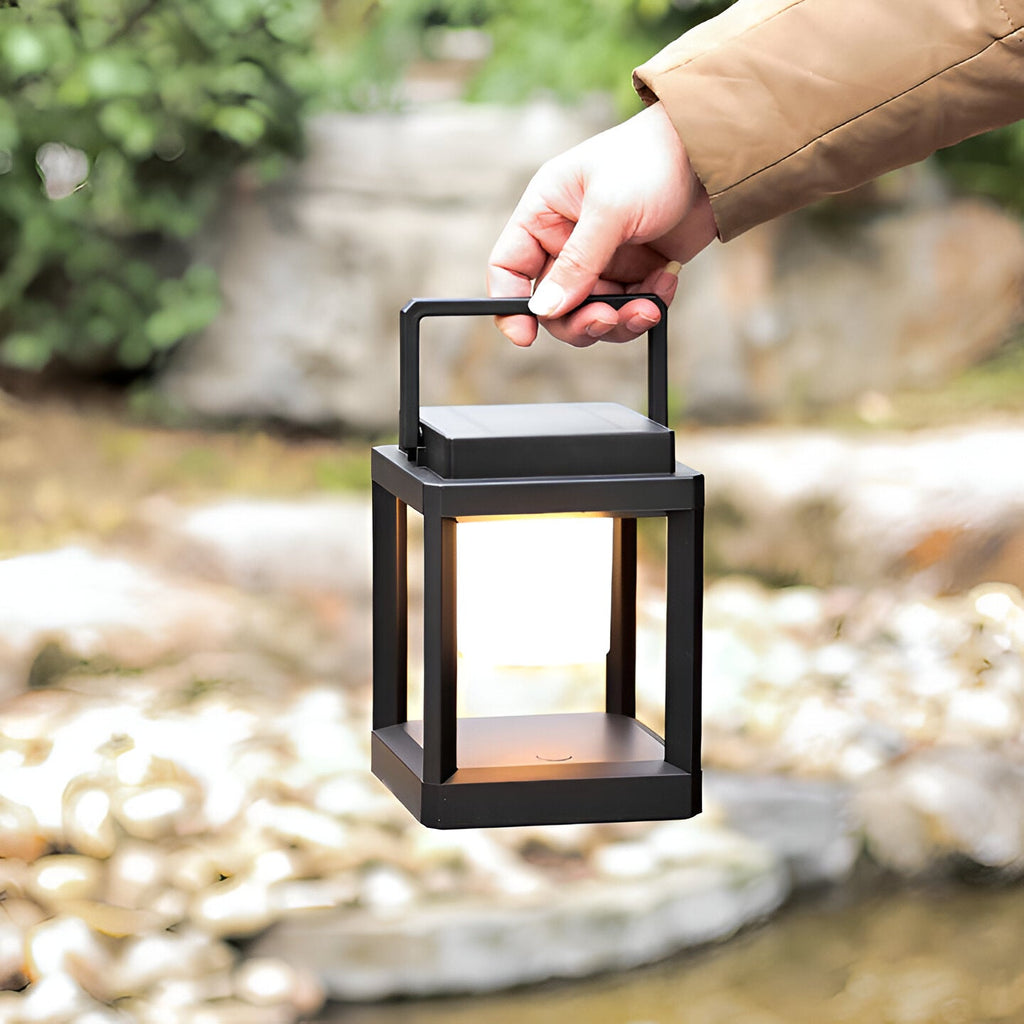 Lunistra - Black Portable Solar Lantern with USB Charging for the Garden