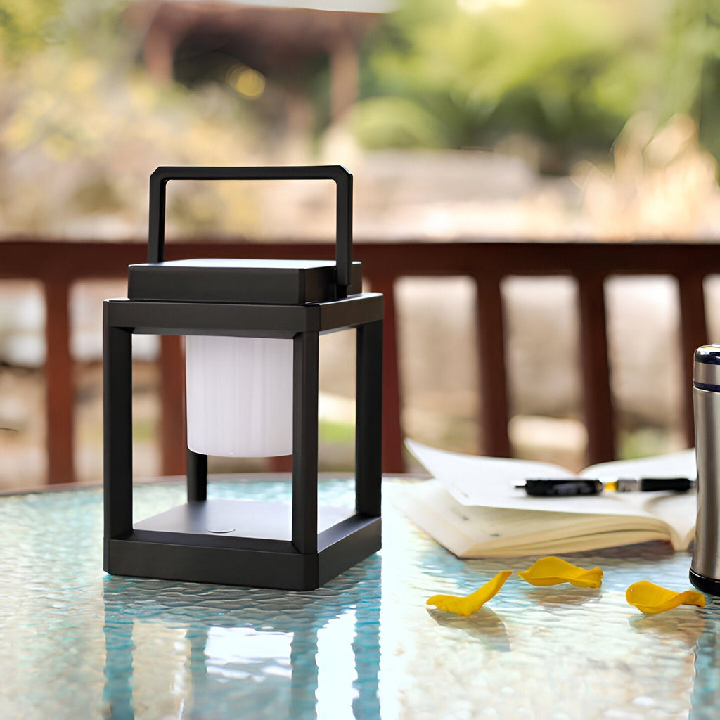 Lunistra - Black Portable Solar Lantern with USB Charging for the Garden