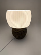 Design Table Lamp "Drift" with Modern Ribbed Shade and Stylish Geometric Base – Unique Warm Lighting
