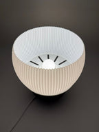 Design Table Lamp "Drift" with Modern Ribbed Shade and Stylish Geometric Base – Unique Warm Lighting