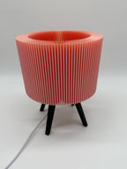 Modern Table Lamp "Ribble" with Pink Ribbed Shade and Black Base – Unique Ambient Lighting