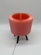 Modern Table Lamp "Ribble" with Pink Ribbed Shade and Black Base – Unique Ambient Lighting