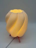 Wave Design Table Lamp with Wavy White Shade and Wooden Base – Modern Ambient Lighting