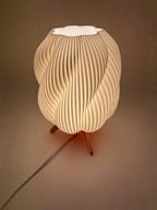 Wave Design Table Lamp with Wavy White Shade and Wooden Base – Modern Ambient Lighting