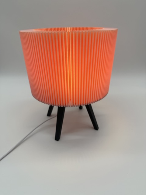 Modern Table Lamp "Ribble" with Pink Ribbed Shade and Black Base – Unique Ambient Lighting