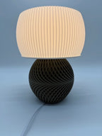 Design Table Lamp "Drift" with Modern Ribbed Shade and Stylish Geometric Base – Unique Warm Lighting