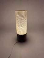 Spiral Modern Table Lamp with Openwork Cylinder Design and Grey Base – Stylish Ambient Lighting