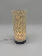 Dia Table Lamp with Geometric Cut-Out Cylinder Shade and Sleek Base – Modern Ambient Lighting