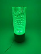 Spiral Modern Table Lamp with Openwork Cylinder Design and Grey Base – Stylish Ambient Lighting