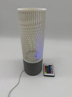 Spiral Modern Table Lamp with Openwork Cylinder Design and Grey Base – Stylish Ambient Lighting