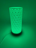 Dia Table Lamp with Geometric Cut-Out Cylinder Shade and Sleek Base – Modern Ambient Lighting
