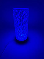 Dia Table Lamp with Geometric Cut-Out Cylinder Shade and Sleek Base – Modern Ambient Lighting