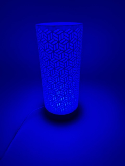 Dia Table Lamp with Geometric Cut-Out Cylinder Shade and Sleek Base – Modern Ambient Lighting