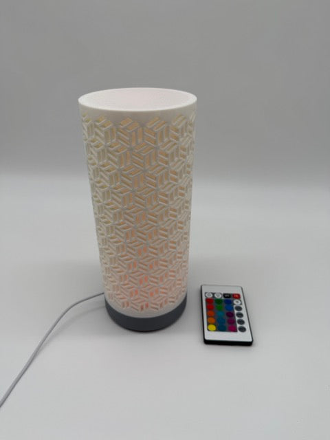 Dia Table Lamp with Geometric Cut-Out Cylinder Shade and Sleek Base – Modern Ambient Lighting