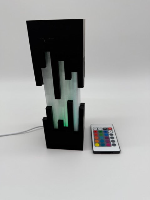 Design Table Lamp "Future" with Black Cut-Out Pattern and Color Changing – Modern Ambient Lamp with Remote Control