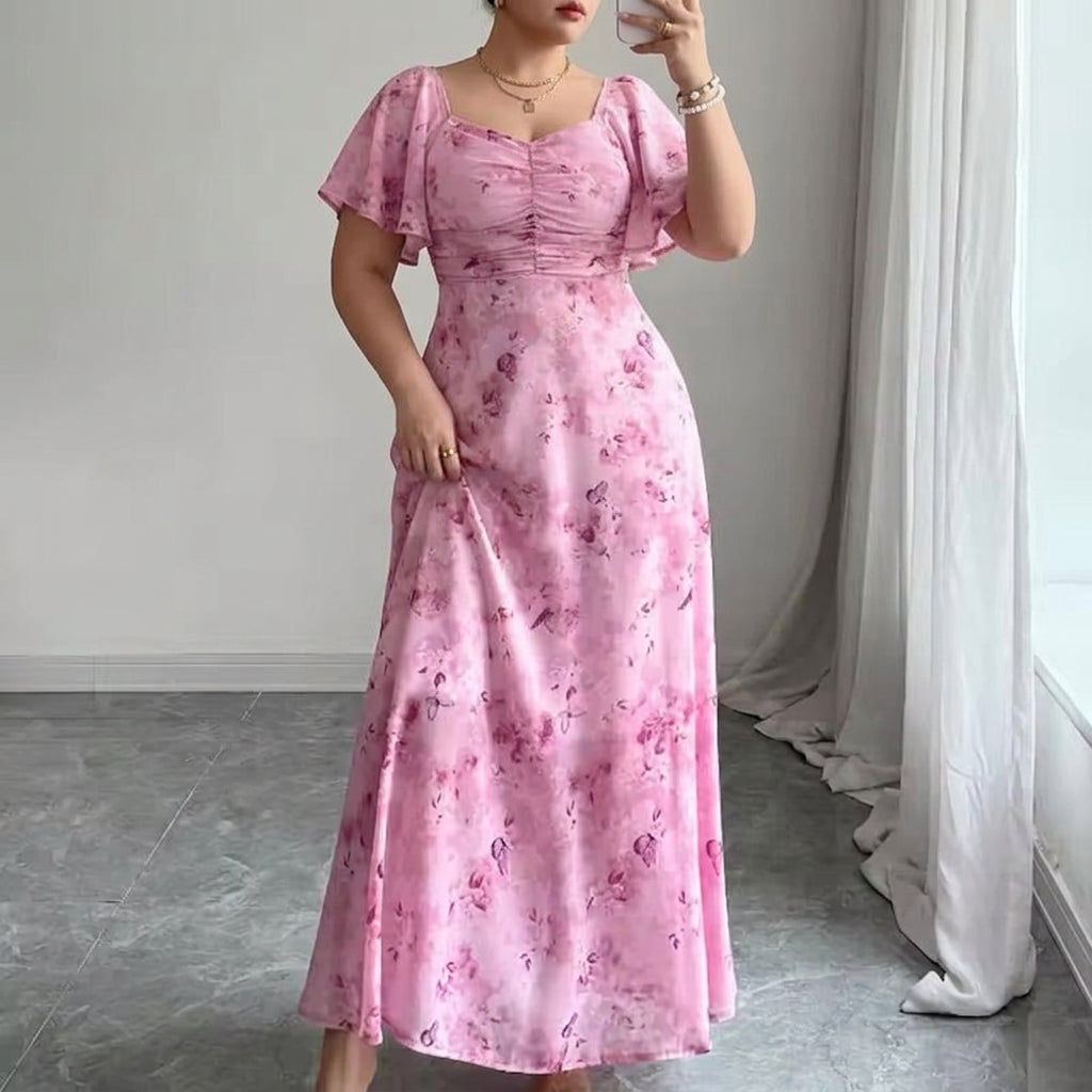 Women's Slim Fit Dress with Ruffle Sleeves